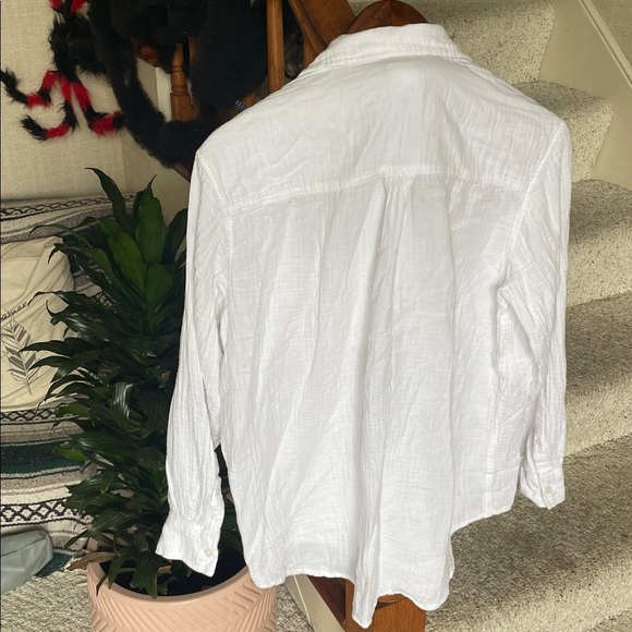 GAP Gauzy Crinkle Cotton White Button Down Shirt - Picture 10 of 16